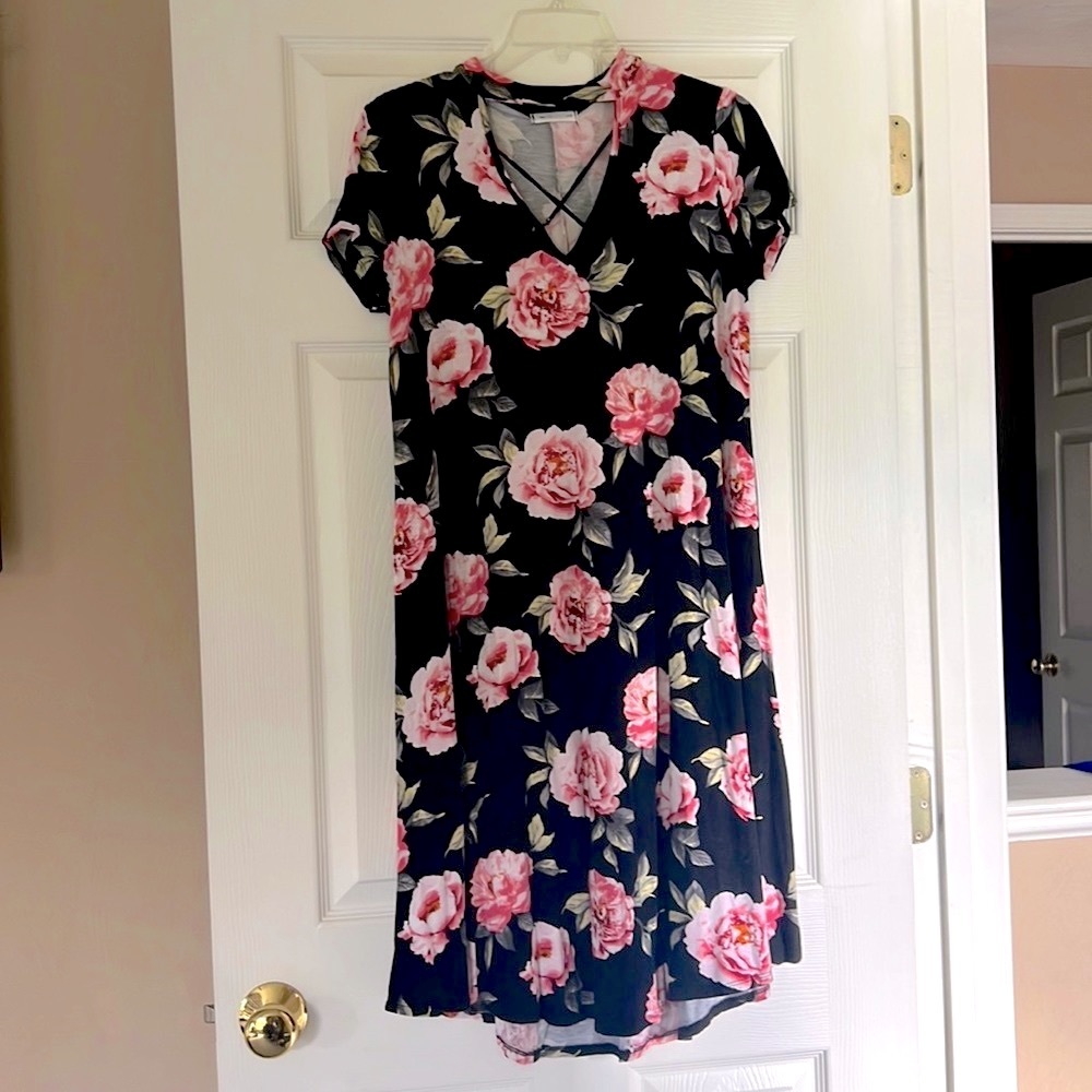 Black Dress with Flowers
